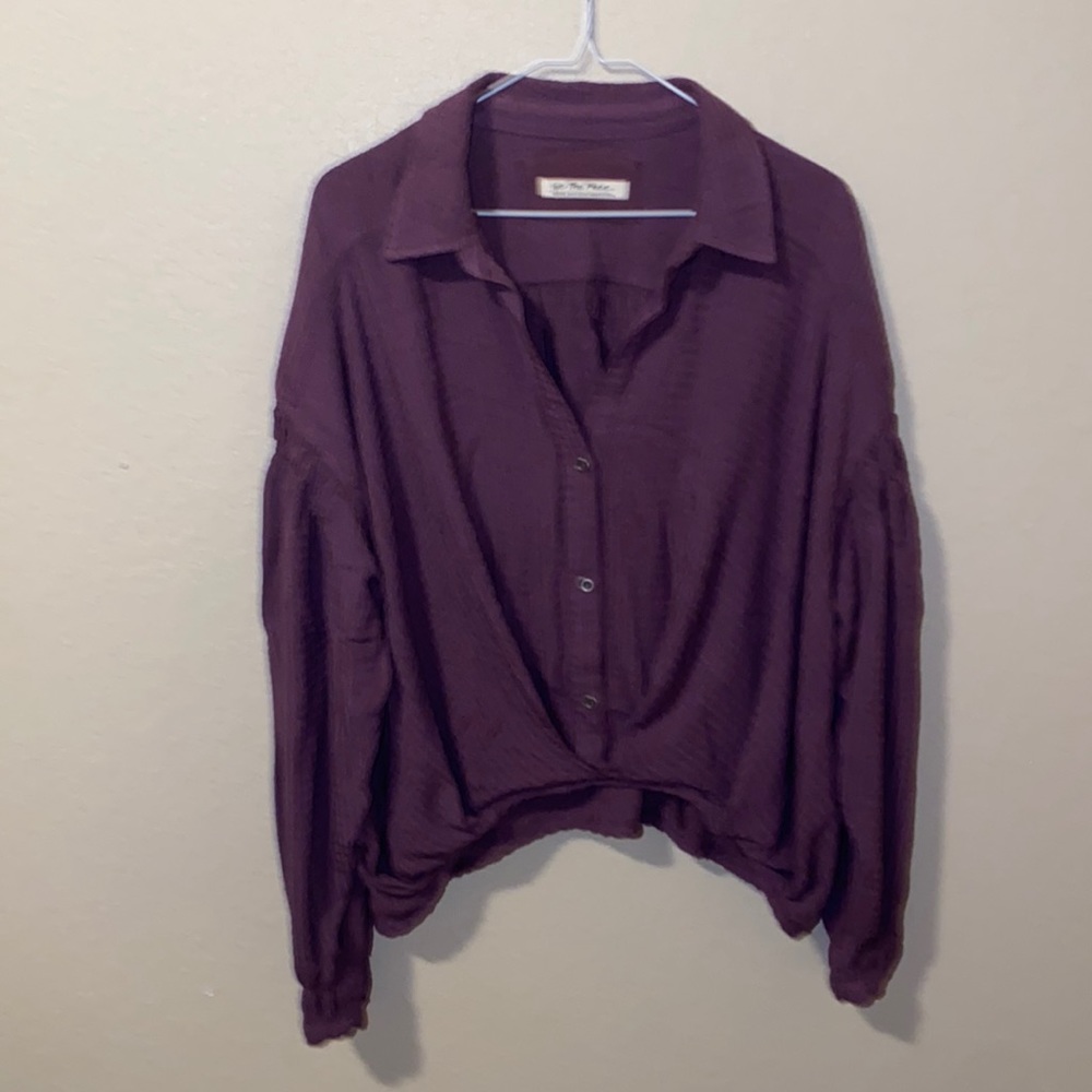 We the free  buttoned pull over blouse